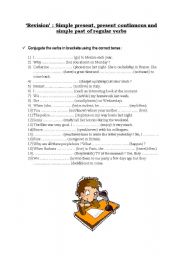English Worksheet: Simple present, present continuous and simple past : revision
