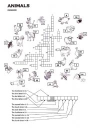 English Worksheet: A CROSSWORD for my 1st worksheet with animals