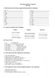 English Worksheet: Past Simple and Past Continuous - Exercises