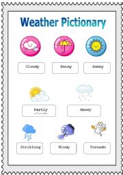 English Worksheet: weather pictionary 