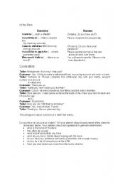 English Worksheet: Bank Dialogue