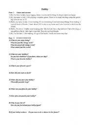 English worksheet: Hobbies