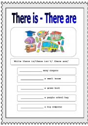 English worksheet: there is - there are (affirmative and negtive sentences) 