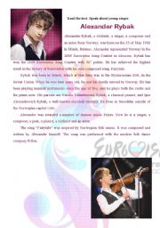 English Worksheet: The text for reading and speakig about Alexander Rybak