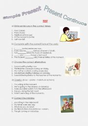 English Worksheet: Test on present simple and continuous