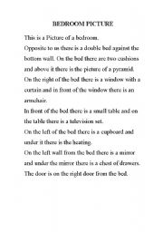 English worksheet: bedroom picture