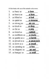 English Worksheet: animal idioms