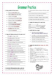 English Worksheet: GRAMMAR PRACTICE