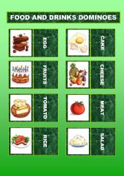 English Worksheet: FOOD AND DRINKS DOMINOES (3 pages) EDITABLE