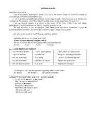 English Worksheet: Indefinite Article