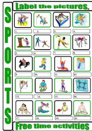 English Worksheet: Sports labelling 2 ( coloured and black & white versions). 