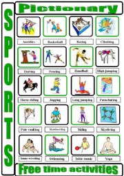 English Worksheet: Sports_pictionary_2 ( coloured and white & black versions). 