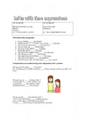 English worksheet: In/On with time expressions