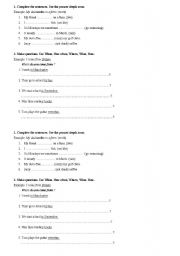 English Worksheet: Present simple