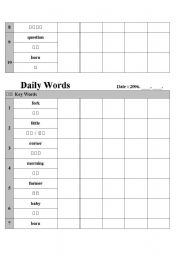 English Worksheet: daily words - korean