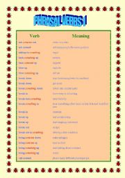 English Worksheet: PHRASAL VERBS PART 1