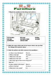 English Worksheet: Furniture-living room