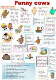 English Worksheet: FUNNY COWS!!! have some fun with lovely creatures...