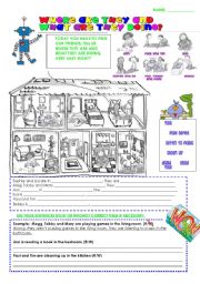 English Worksheet: WHERE ARE THEY AND WHAT ARE THEY DOING