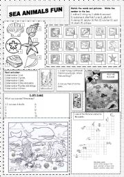 English Worksheet: Sea Animals Fun