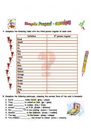 English Worksheet:  Present Simple exercises