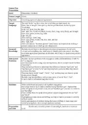 English Worksheet: Lesson plan