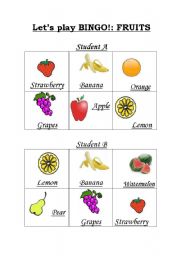 English worksheet: BINGO: Fruits!