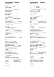 English worksheet: Song Broken Strings (James Morrison)