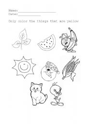 English Worksheet: Color only yellow