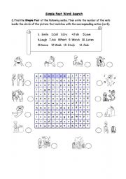 English Worksheet: Simple Past Word Search