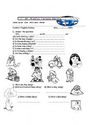 English worksheet: present continuous yes no