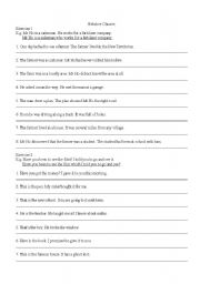 English Worksheet: Relative Clause Exercise