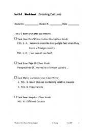 English worksheet: Worksheet for Unit 5 of New Interchange 3