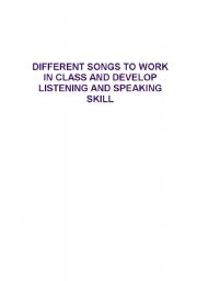 English Worksheet: SONGS