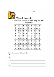 English Worksheet: Word Search