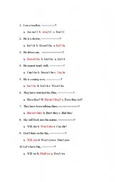 English Worksheet: Quesstion Tags_answers