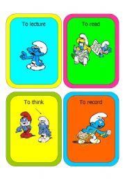 English Worksheet: cards : the smurfs