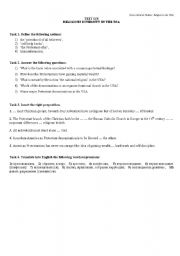 English Worksheet: Test on Riligion Diversity in UK