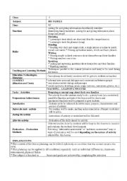 English Worksheet: Family lesson plan