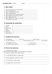 English Worksheet: Jobs and professions