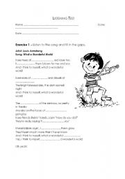 English Worksheet: Louis Armstrong - What a wonderful world - song