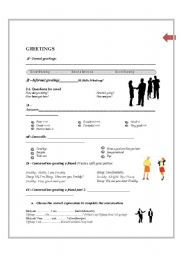 English Worksheet: grettings