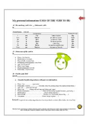 English worksheet: uses of the verb to be