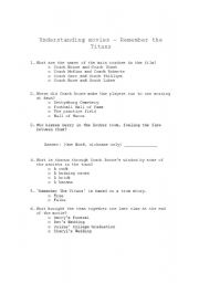 English Worksheet: Questions on the movie - Remember the Titans