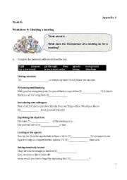 English Worksheet: How to chair a meeting