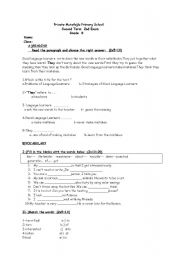 English worksheet: 2nd exam spot on 8