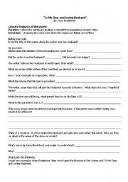 English worksheet: To My Dear and Loving Husband