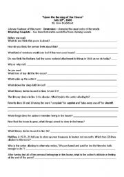 English worksheet: Upon the Burning of Our House