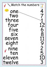 English Worksheet: match the number