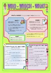 English Worksheet: WHO - WHICH - WHAT